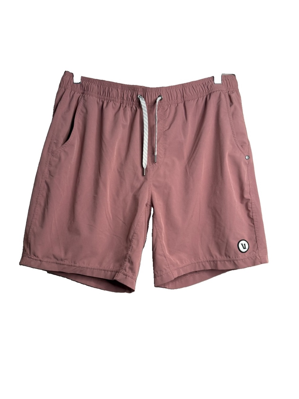 Vuori men's XL Kore Short 7" Inseam Drawstring Dusty Rose Clay logo pockets I27